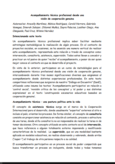 portada_Acompañamiento técnico profesional desde una visión de Cooperación Genuina